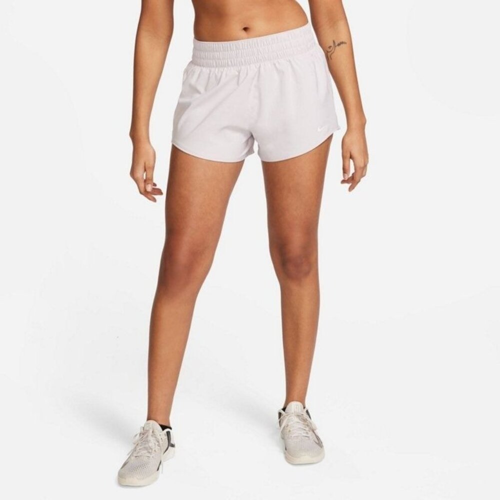 Nike Womens One Dri-FIT Mid-Rise 3" Brief-Lined Shorts DX6010-019 Grey Size Larg